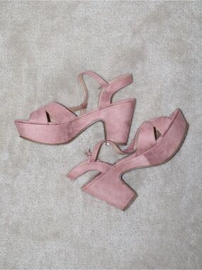 Pink Platform Block Heel Sandals